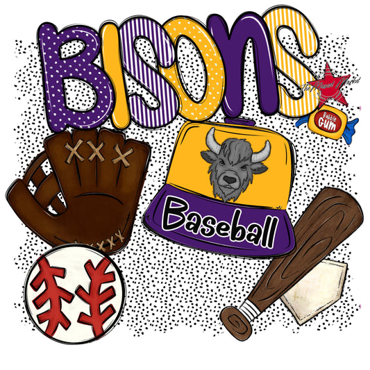 Bisons Baseball Spirit-Purple & Yellow