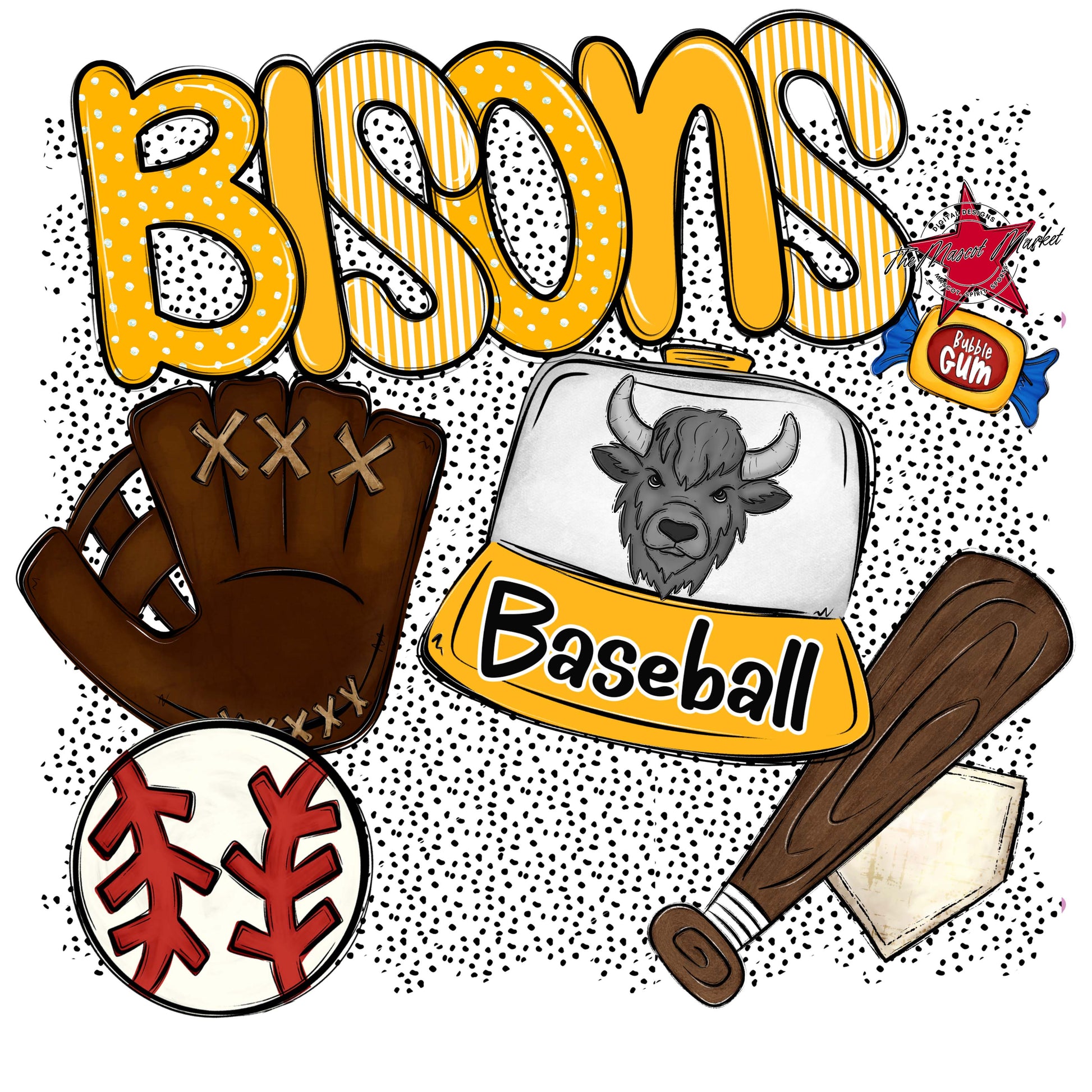 Bisons Baseball Spirit-Yellow