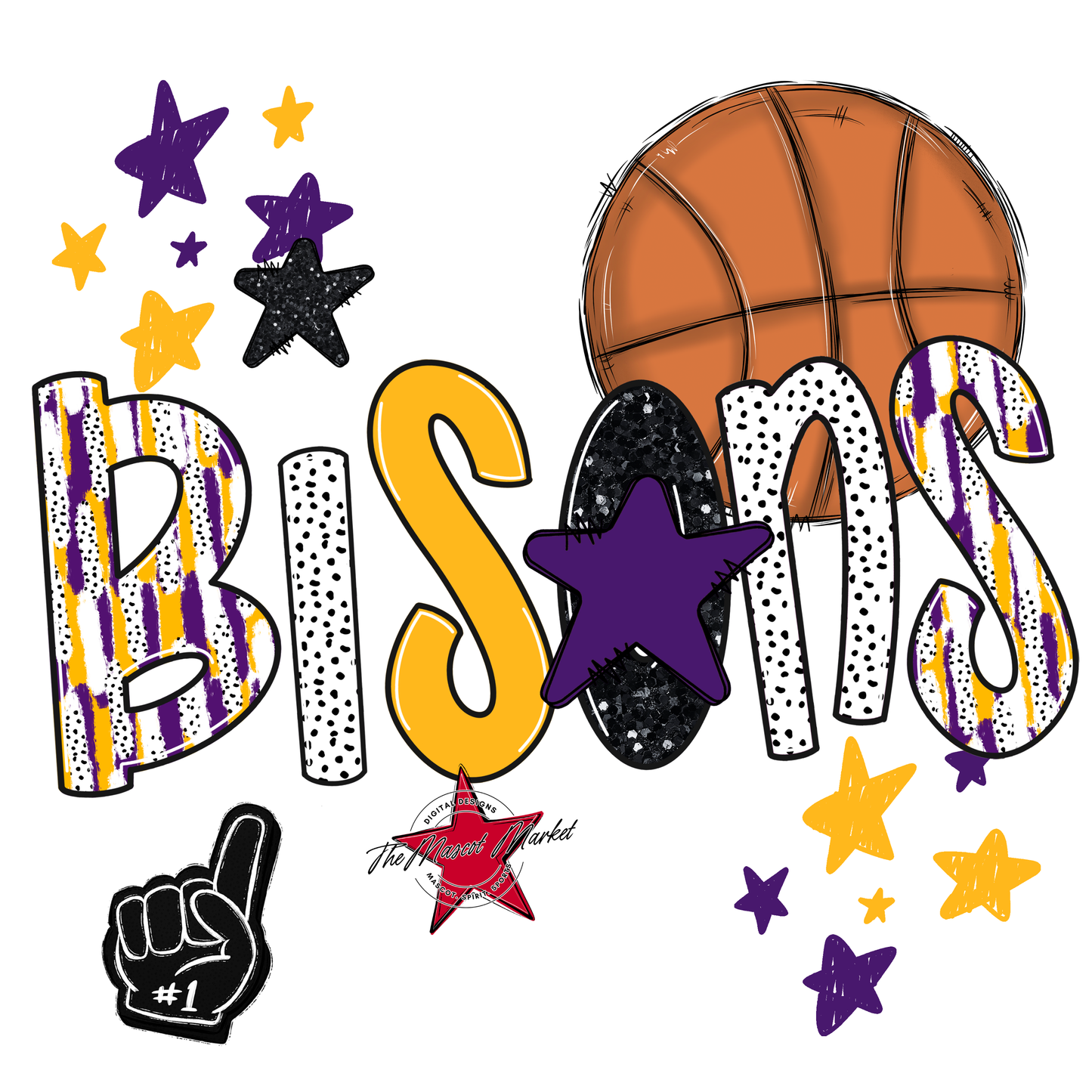 Bisons Basketball Scrape-Purple-Yellow