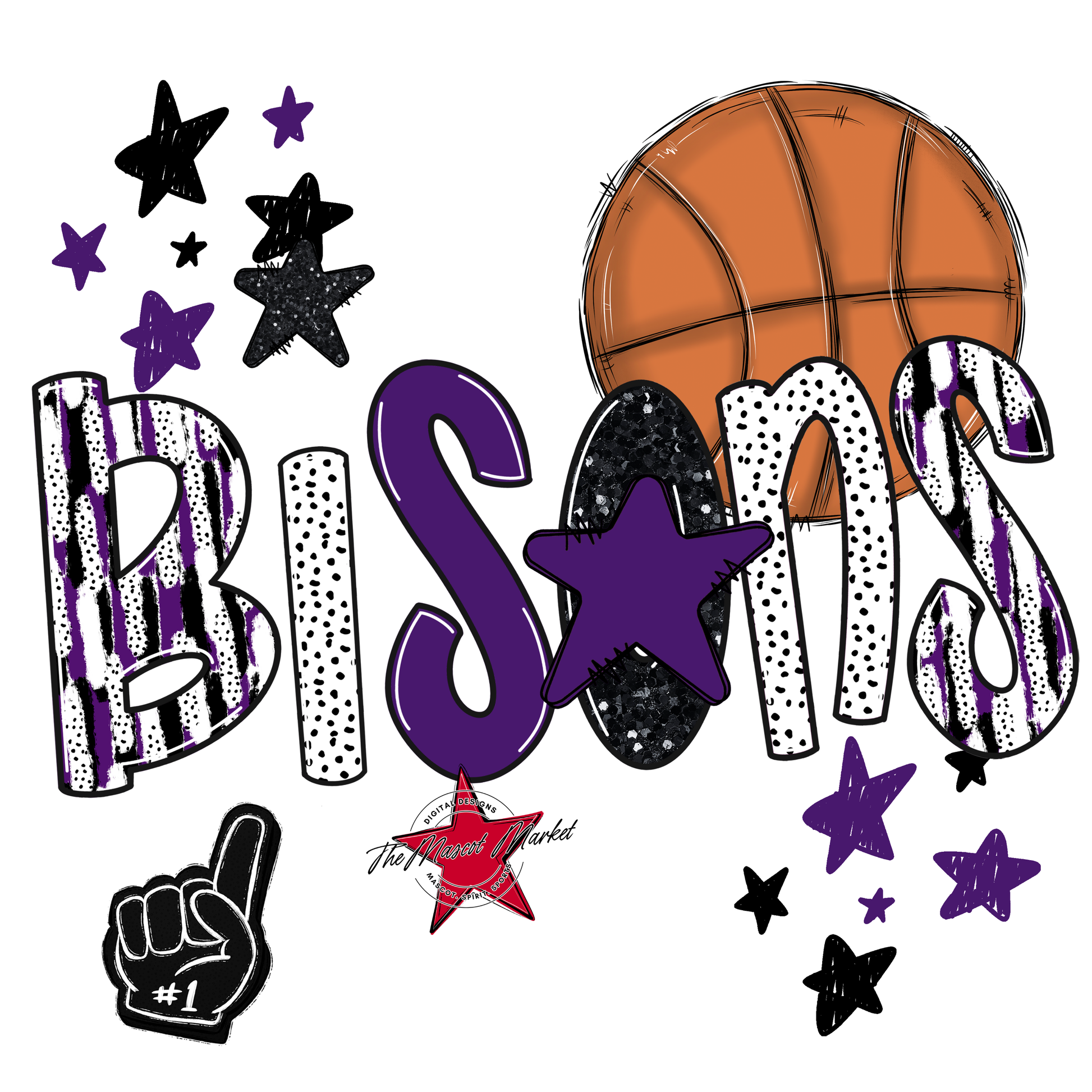 Bisons Basketball Scrape-Purple