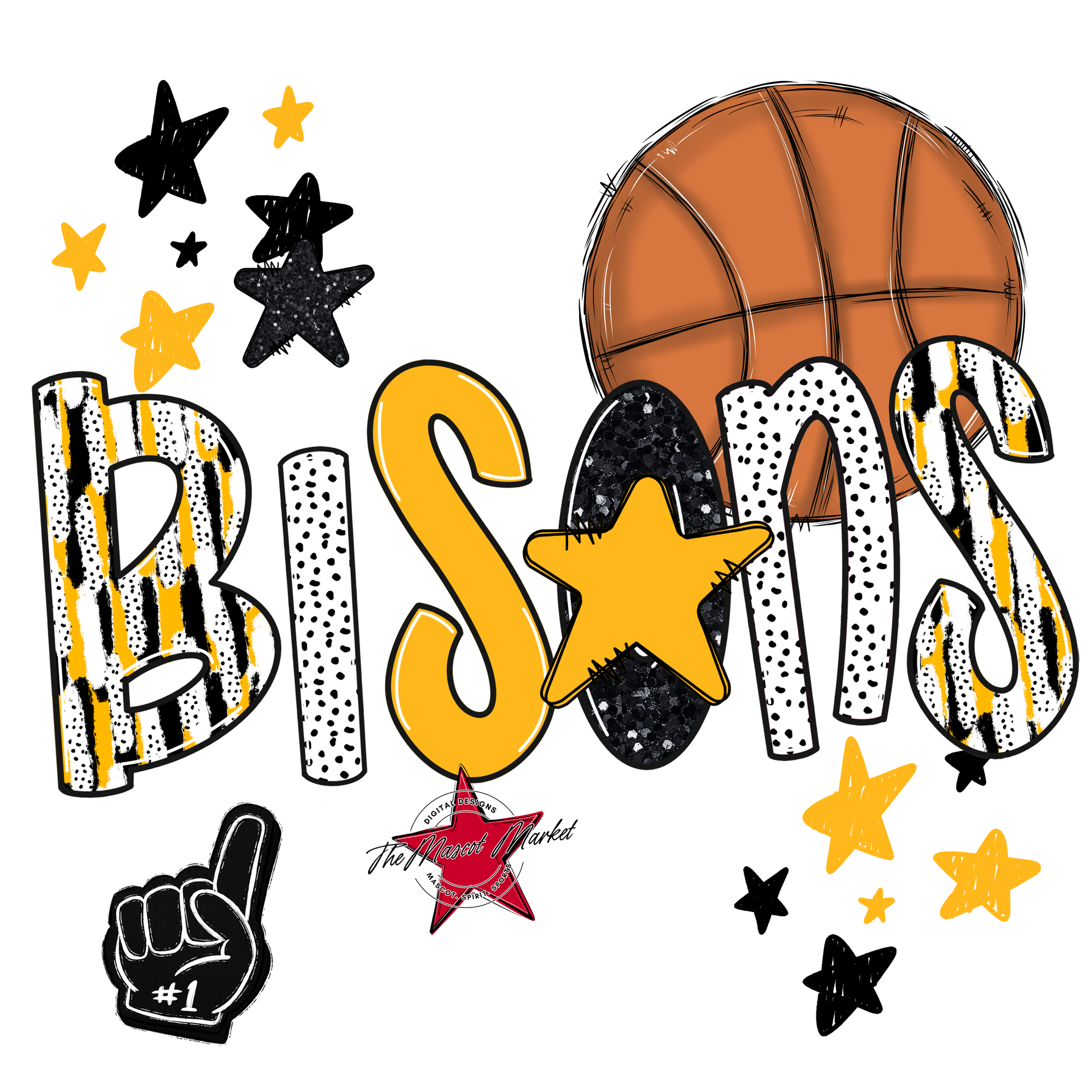 Bisons Basketball Scrape-Yellow