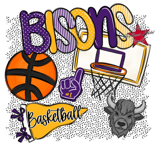 Bisons Basketball Spirit-Purple & Yellow