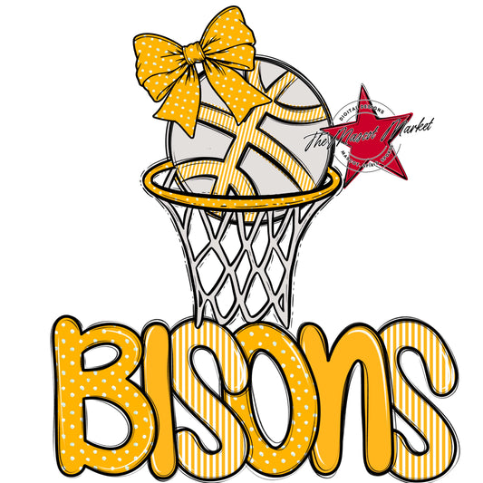 Bisons Basketball Spirit Design-Yellow