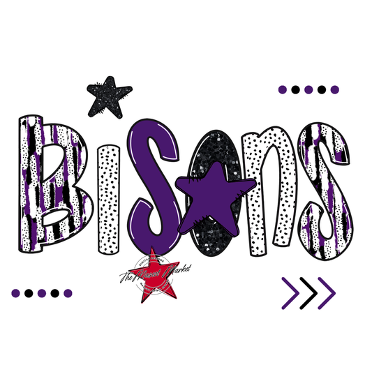 Bisons Brushstroke Alpha w Arrows-Purple