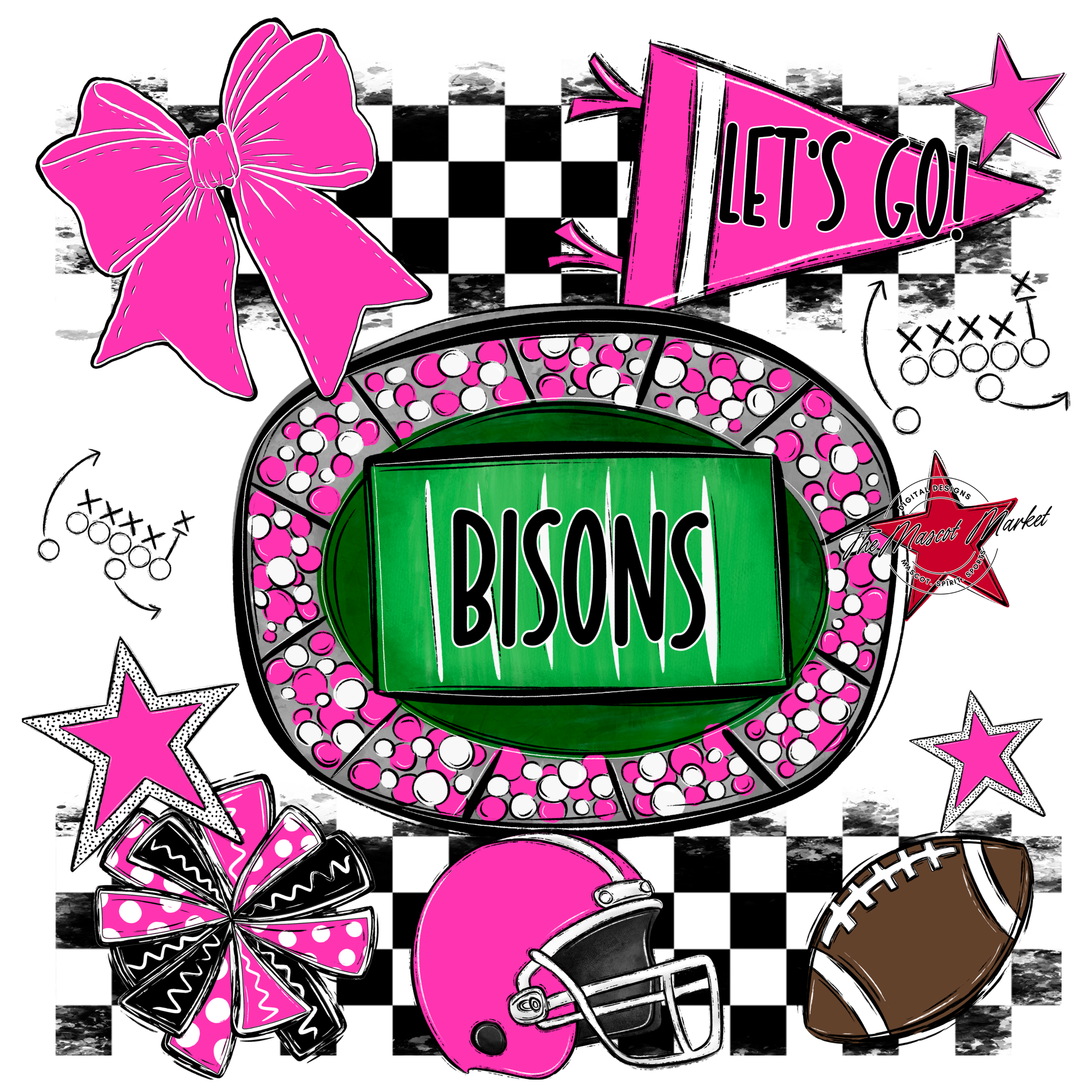 Bisons Checkers Spirit Design-Pink