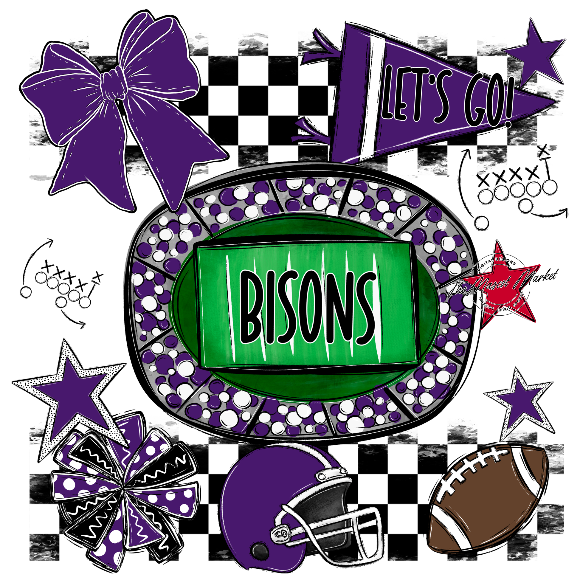 Bisons Checkers Spirit Design-Purple