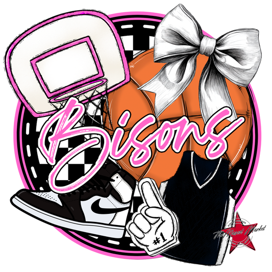Bisons Circle Basketball Design-Baby Pink