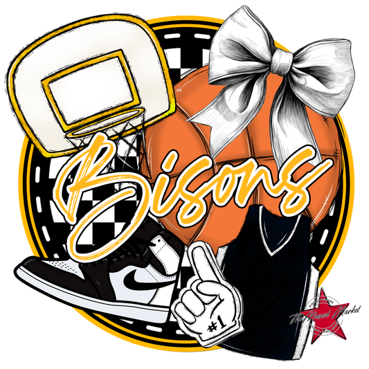 Bisons Circle Basketball Design-Yellow