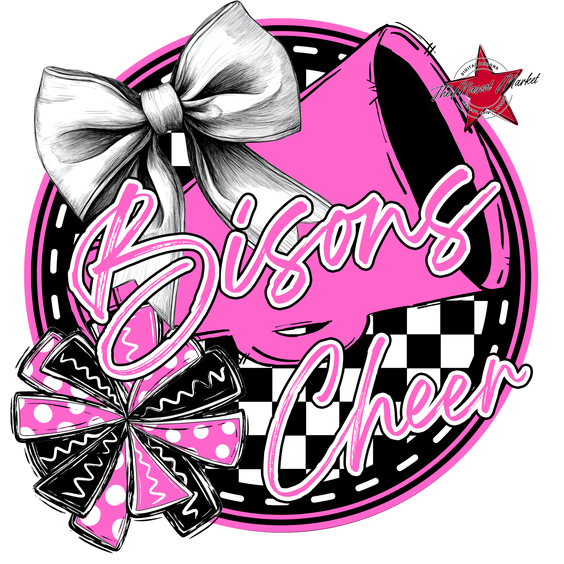 Bisons Circle Cheer Design-Baby Pink