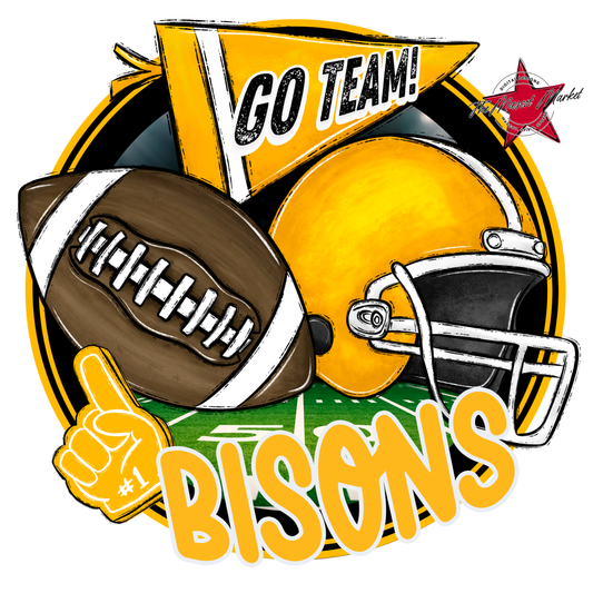 Bisons Circle Football Design-Yellow