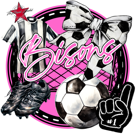 Bisons Circle Soccer Design-Baby Pink