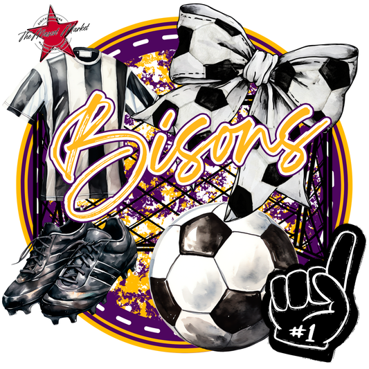 Bisons Circle Soccer Design-Purple-Yellow