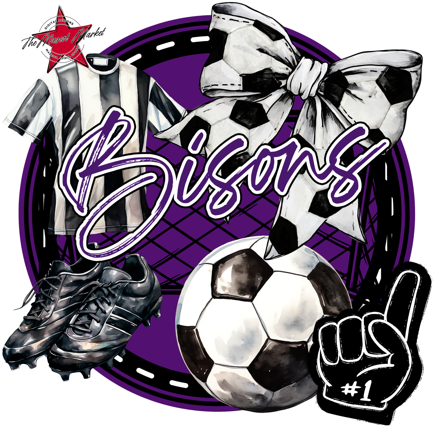 Bisons Circle Soccer Design-Purple