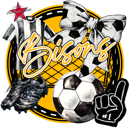 Bisons Circle Soccer Design-Yellow