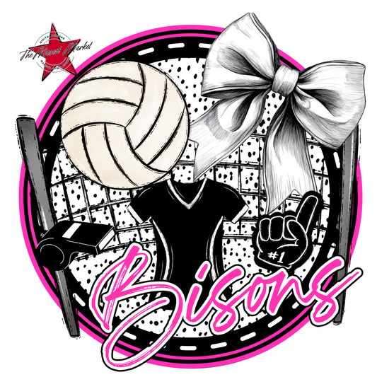 Bisons Circle Volleyball Design-Pink