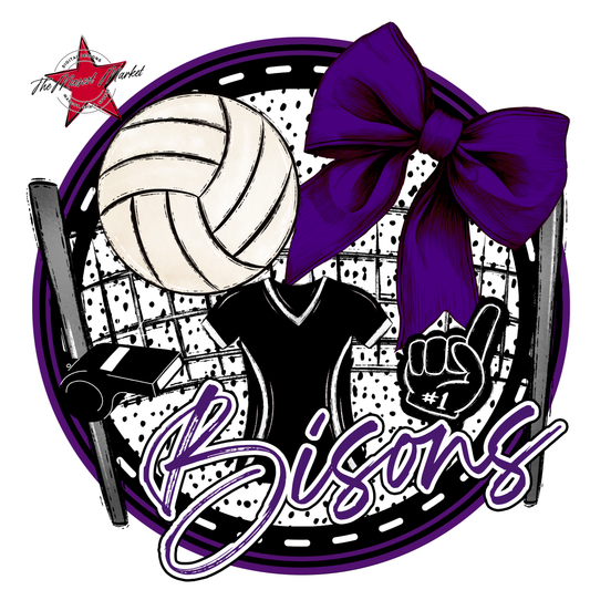 Bisons Circle Volleyball Design-Purple