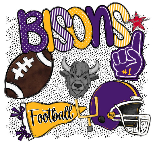 Bisons Football Spirit-Purple & Yellow