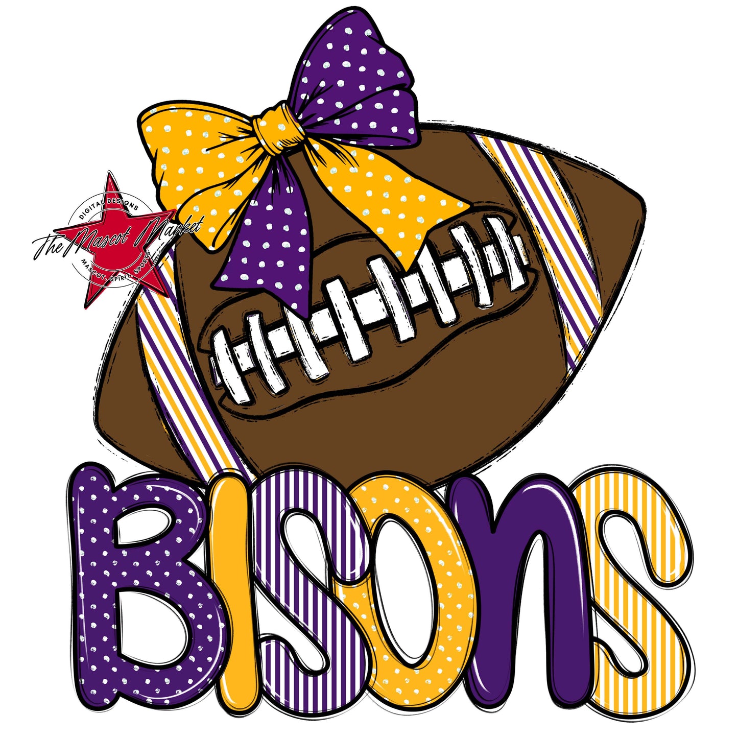 Bisons Football Spirit Design-Purple & Yellow