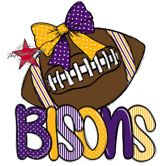 Bisons Football Spirit Design-Purple & Yellow