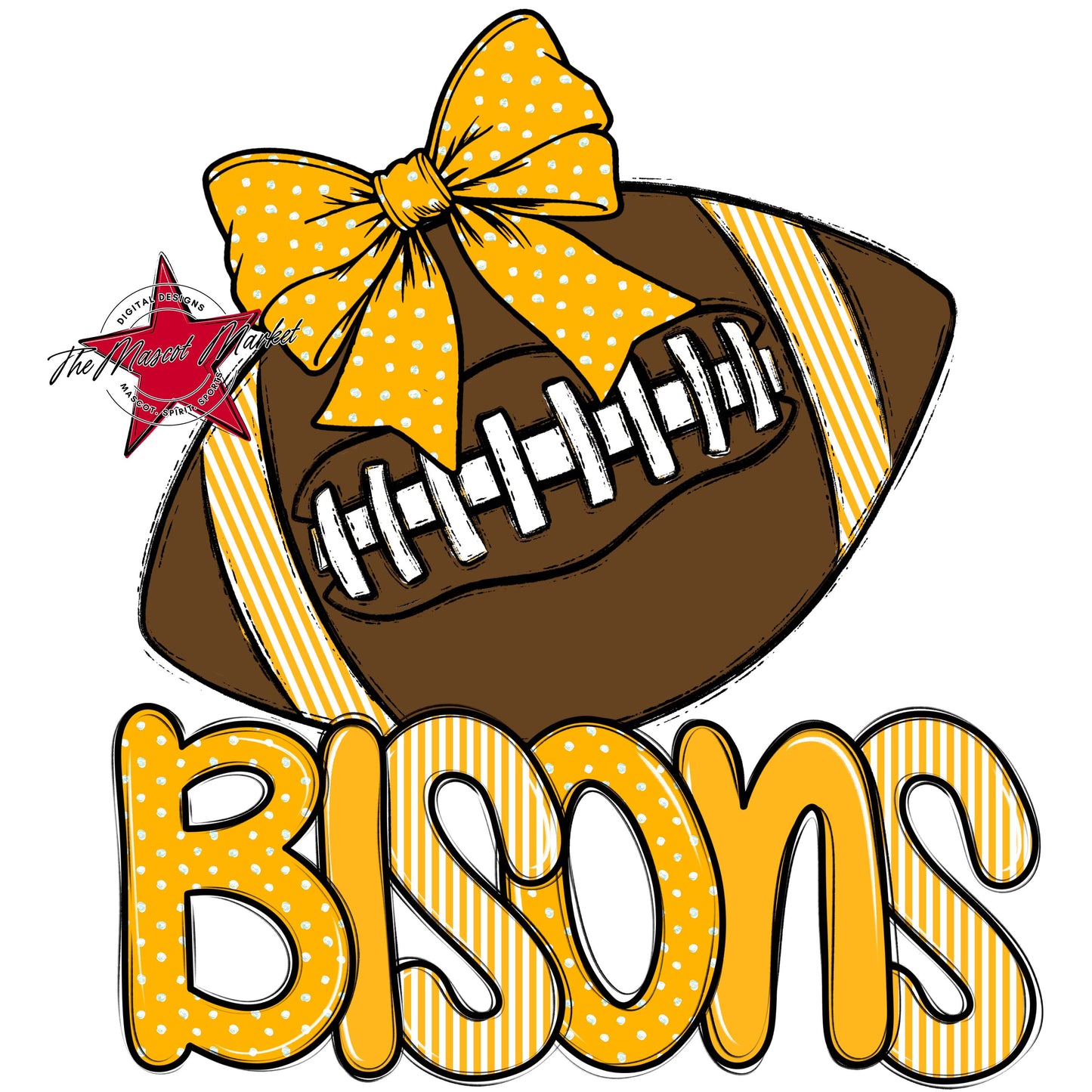 Bisons Football Spirit Design-Yellow