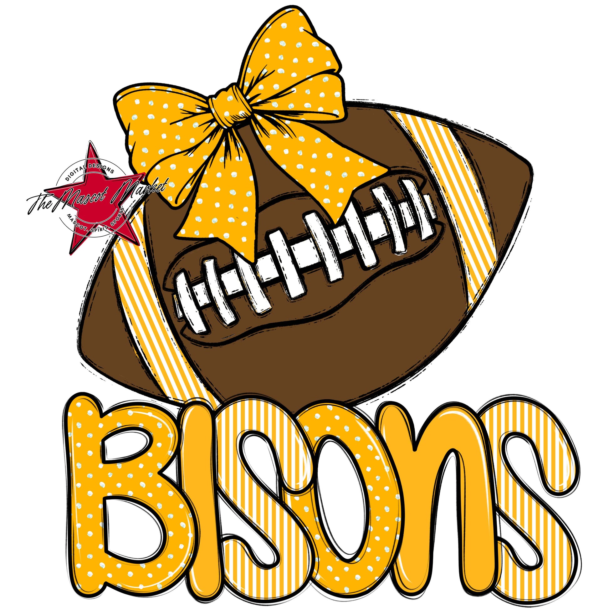 Bisons Football Spirit Design-Yellow