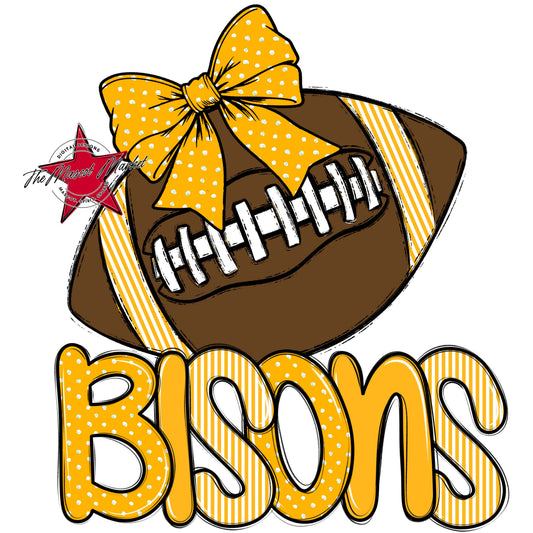 Bisons Football Spirit Design-Yellow