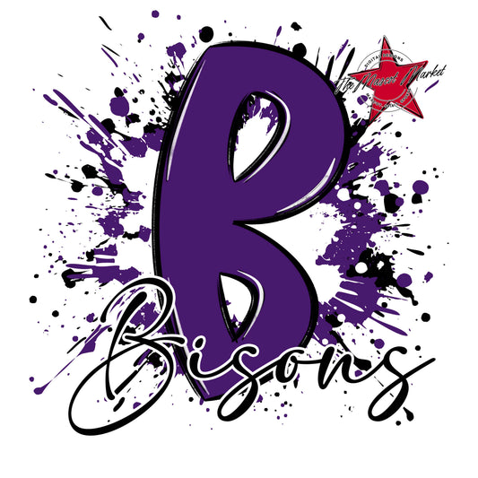 Bisons Mascot Splatter-Purple