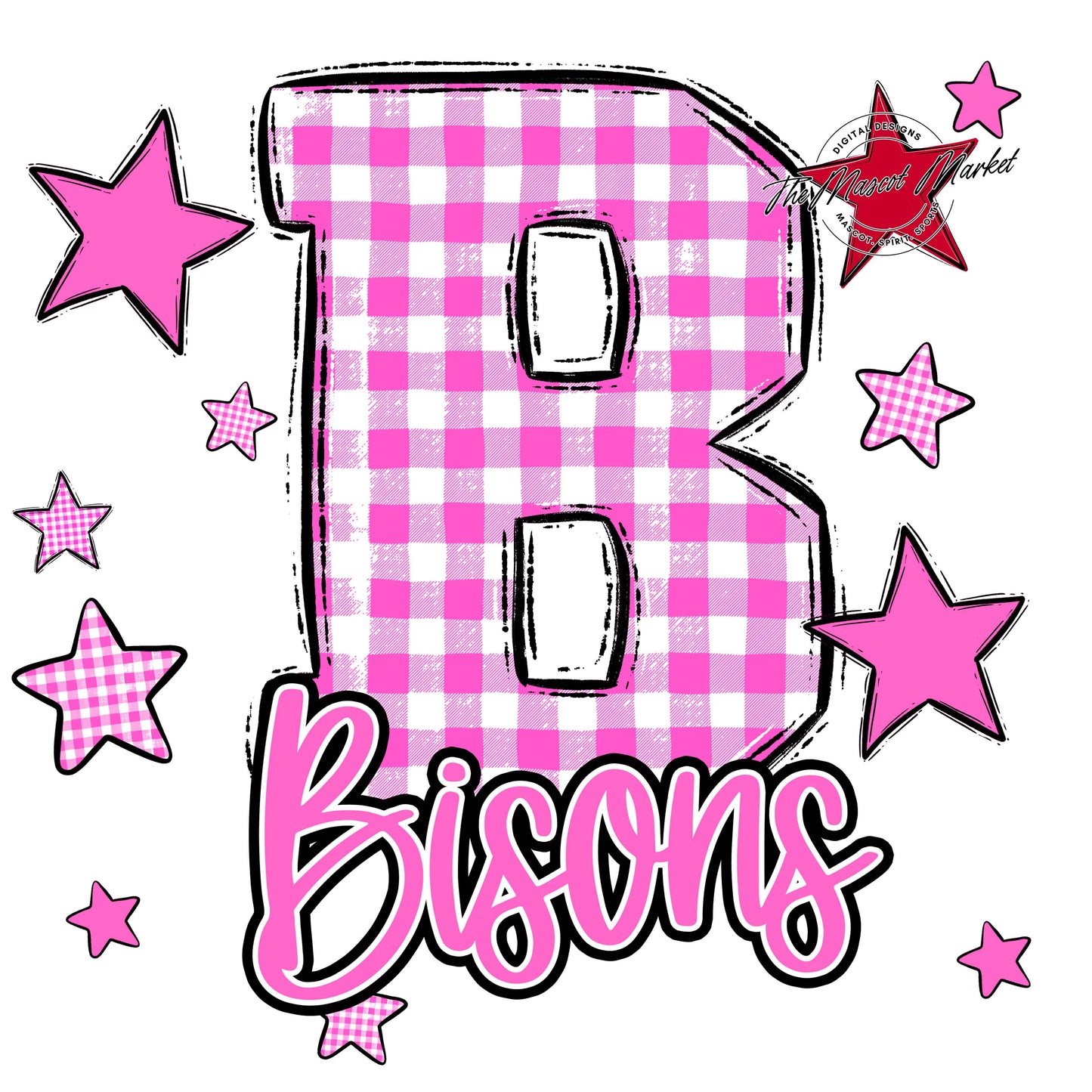 Bisons Plaid Star Design-Baby Pink