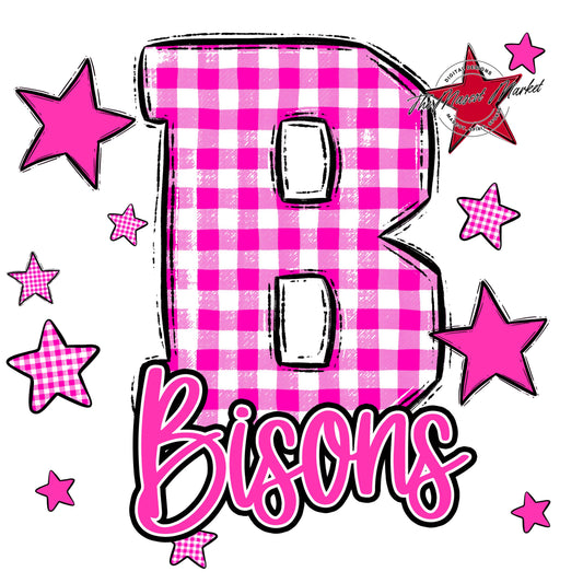 Bisons Plaid Star Design-Pink