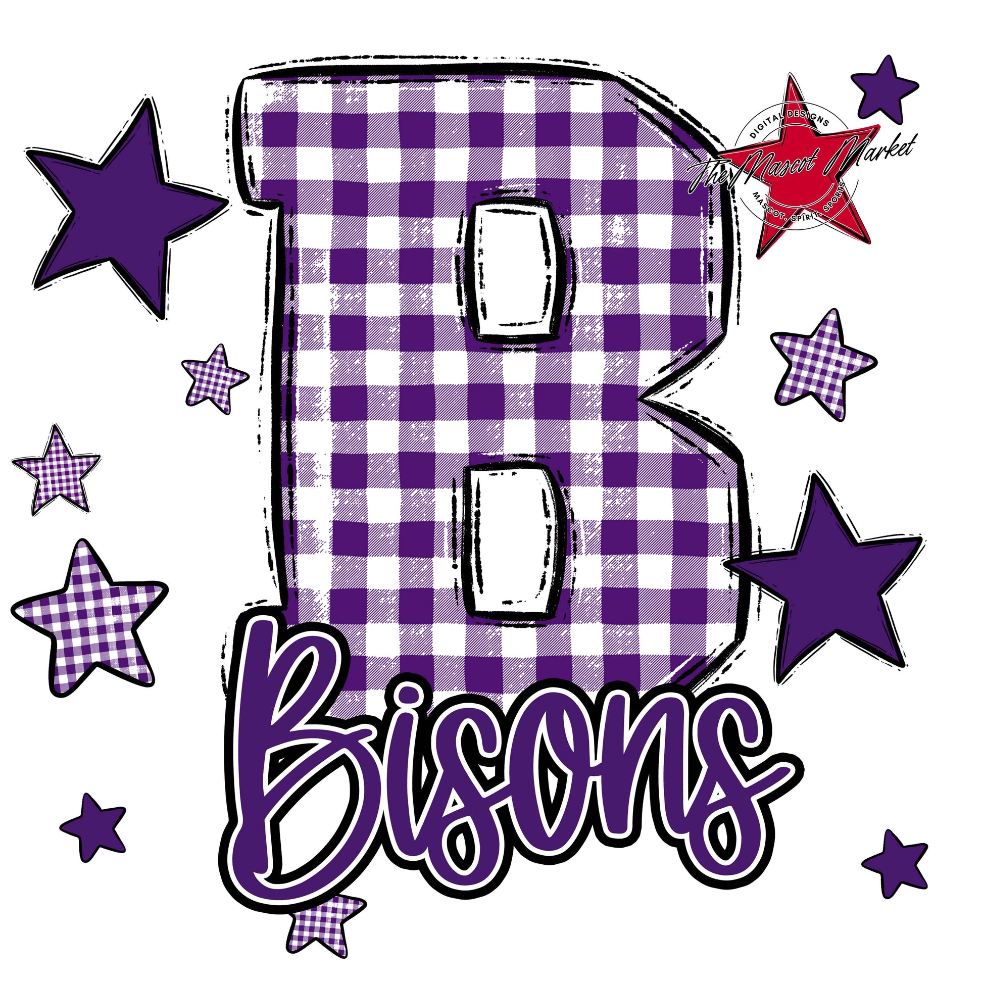 Bisons Plaid Star Design-Purple