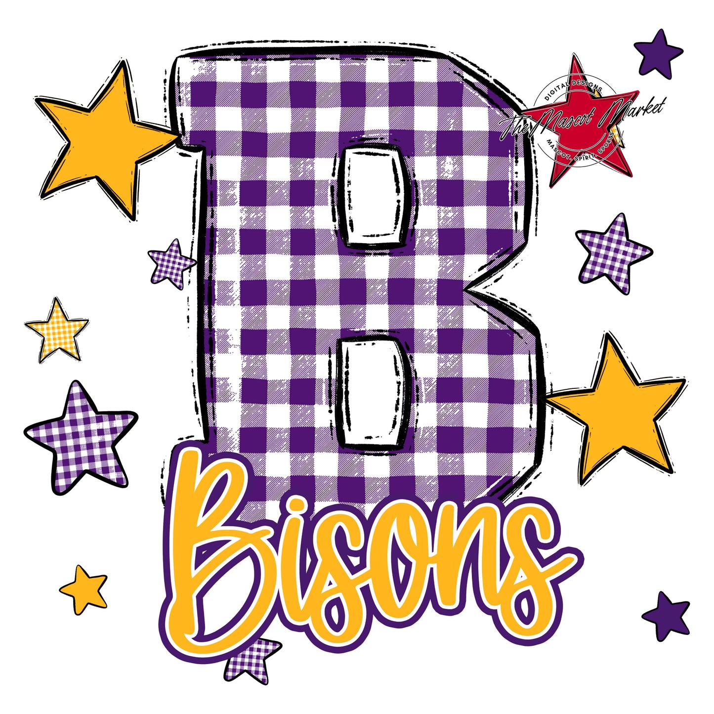 Bisons Plaid Star Design-Purple & Yellow