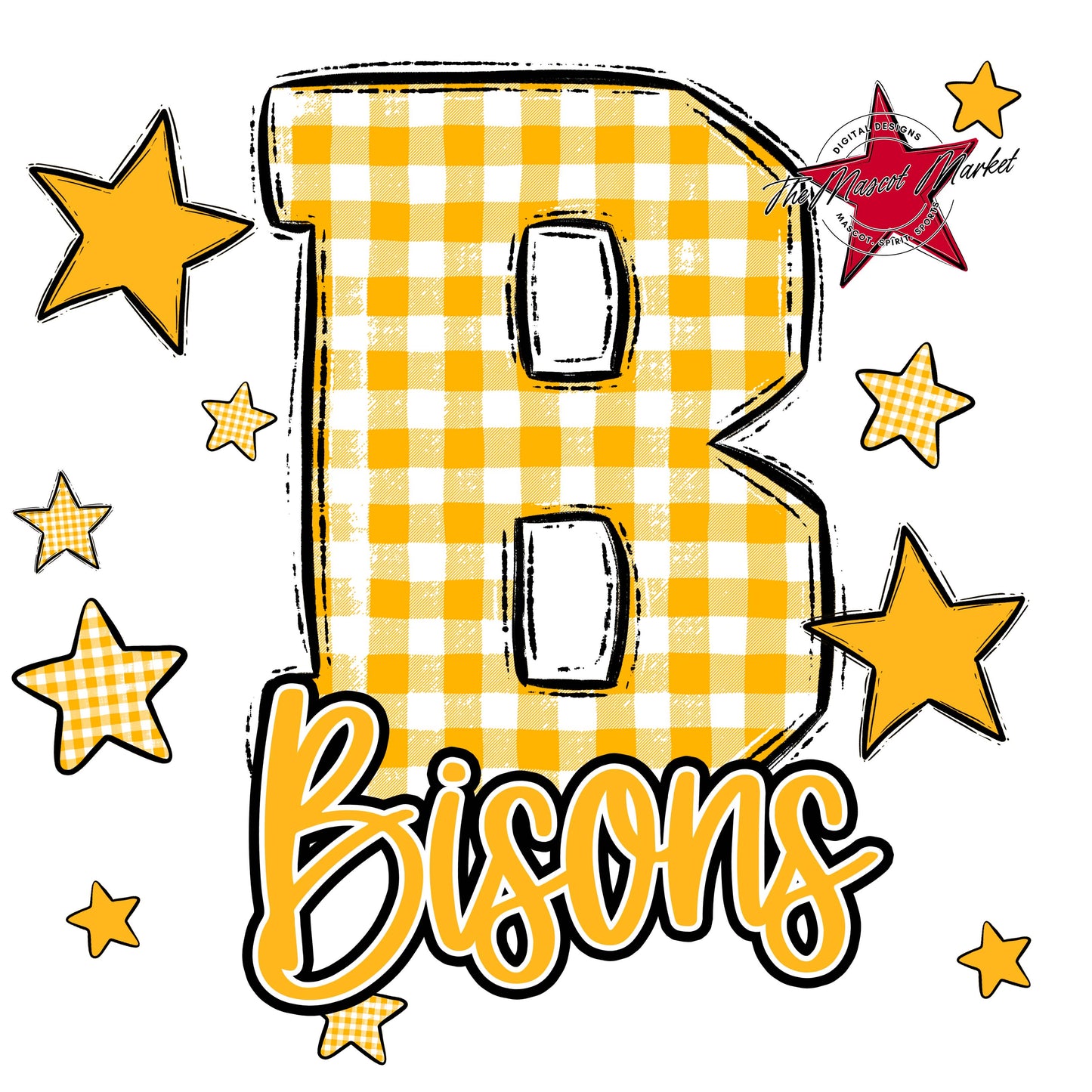 Bisons Plaid Star Design-Yellow