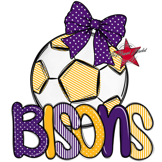Bisons Soccer Spirit Design-Purple & Yellow