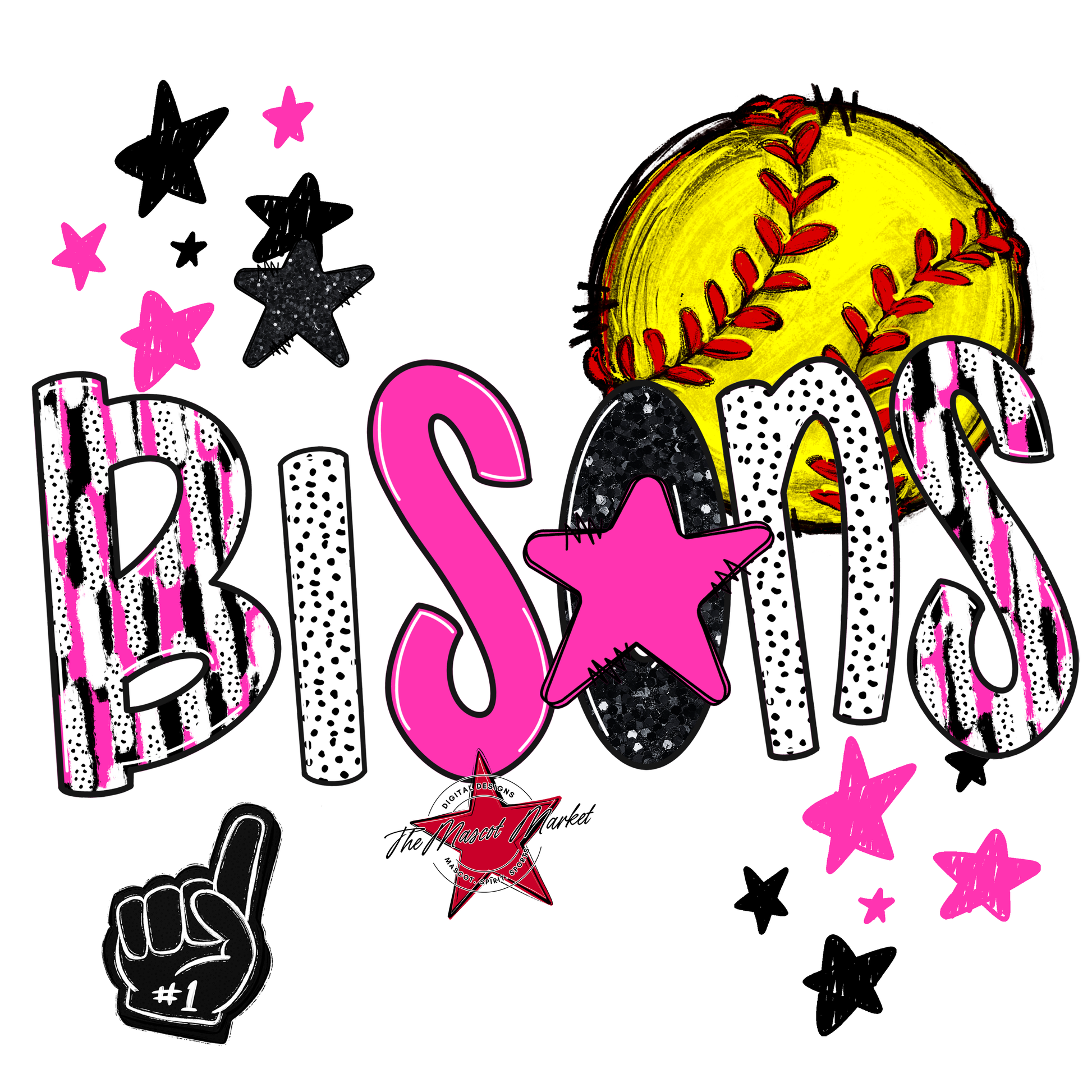 Bisons Softball Scrape-Pink