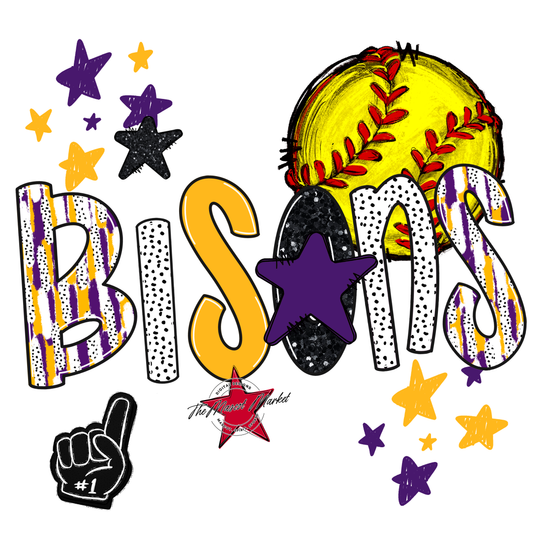 Bisons Softball Scrape-Purple-Yellow