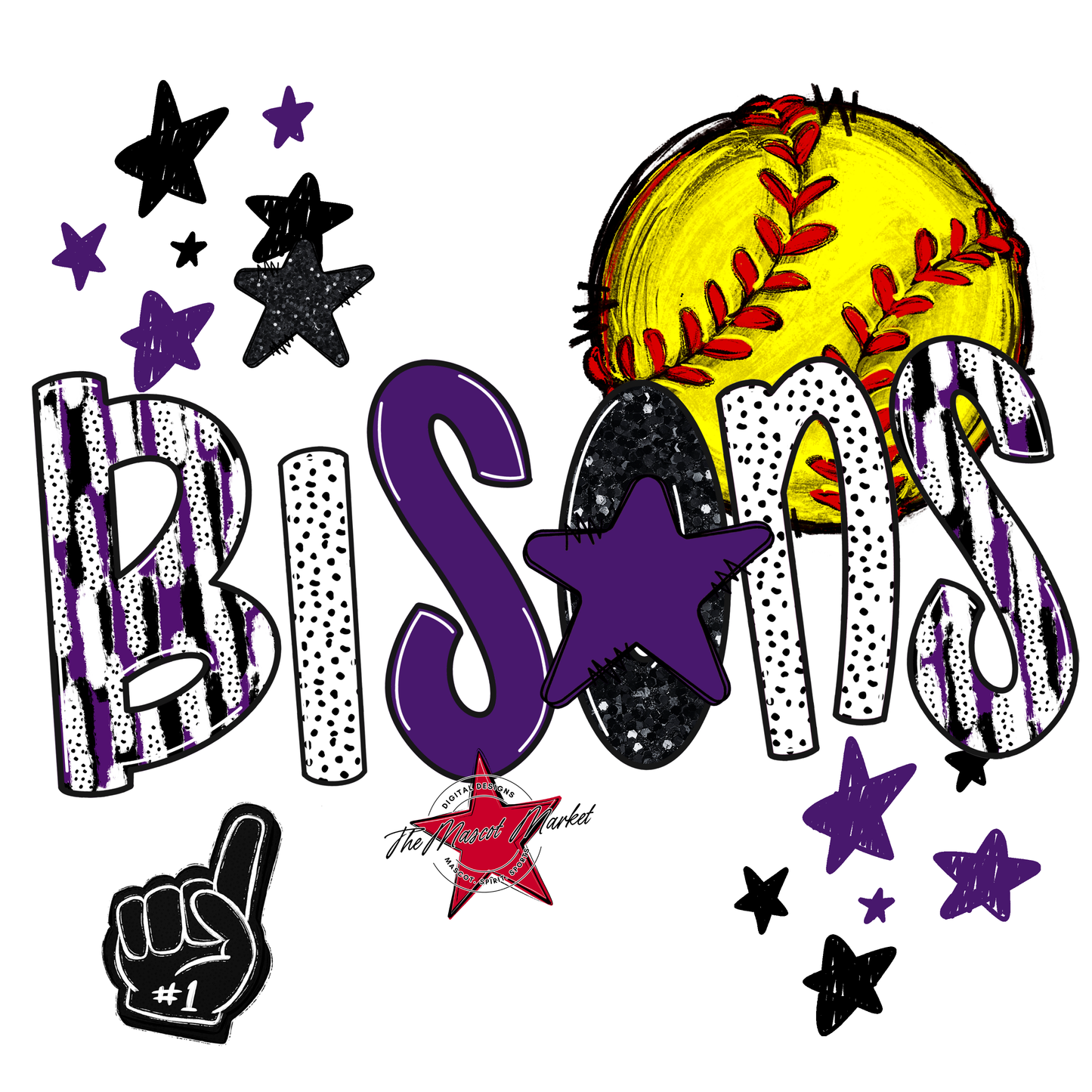 Bisons Softball Scrape-Purple