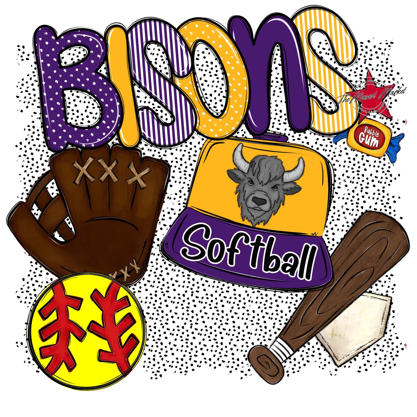 Bisons Softball Spirit-Purple & Yellow
