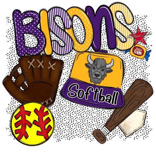 Bisons Softball Spirit-Purple & Yellow