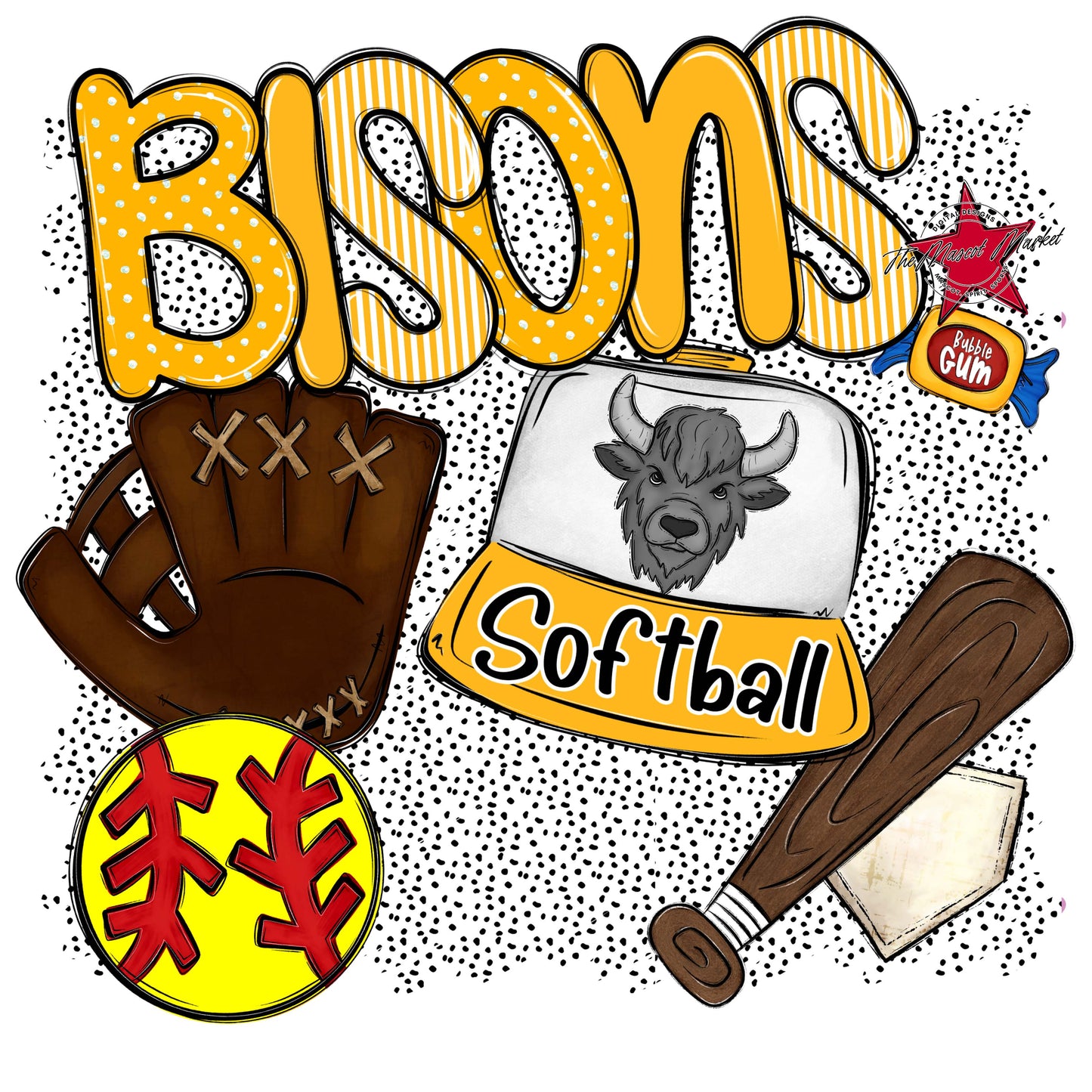 Bisons Softball Spirit-Yellow