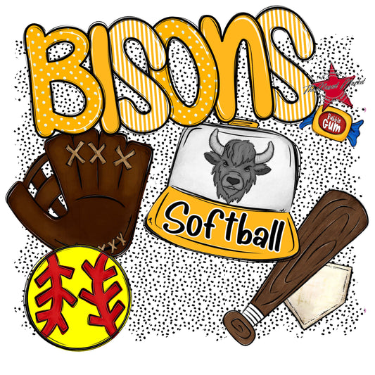 Bisons Softball Spirit-Yellow