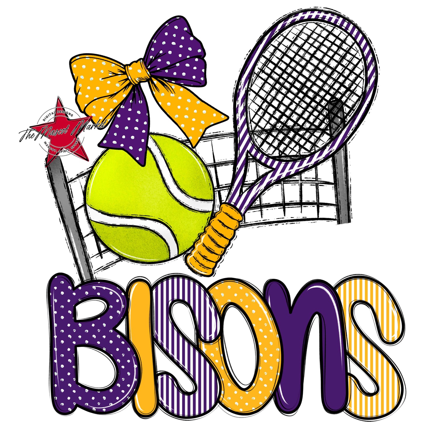 Bisons Tennis Spirit Design-Purple & Yellow