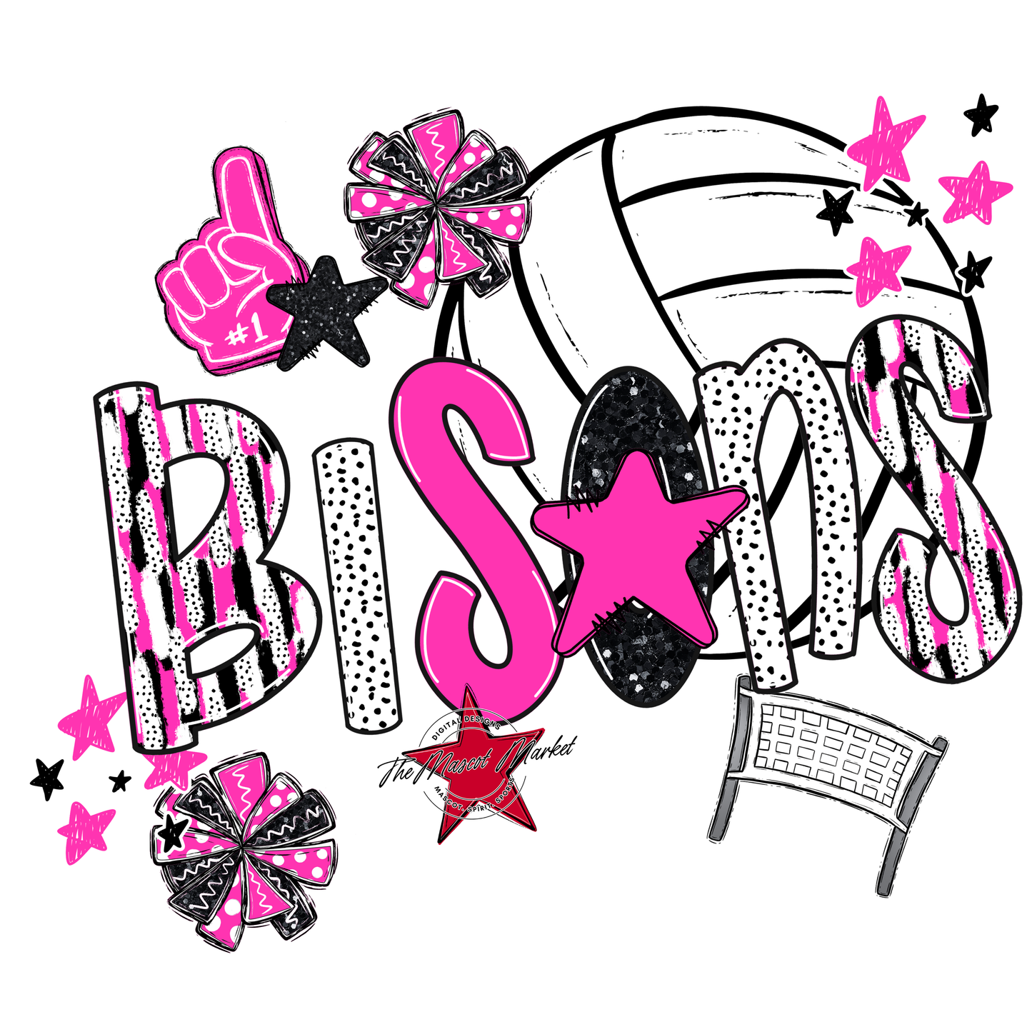 Bisons Volleyball Scrape-Pink