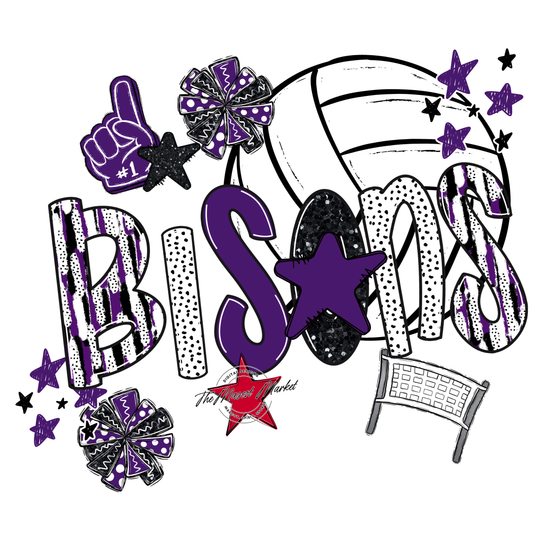 Bisons Volleyball Scrape-Purple