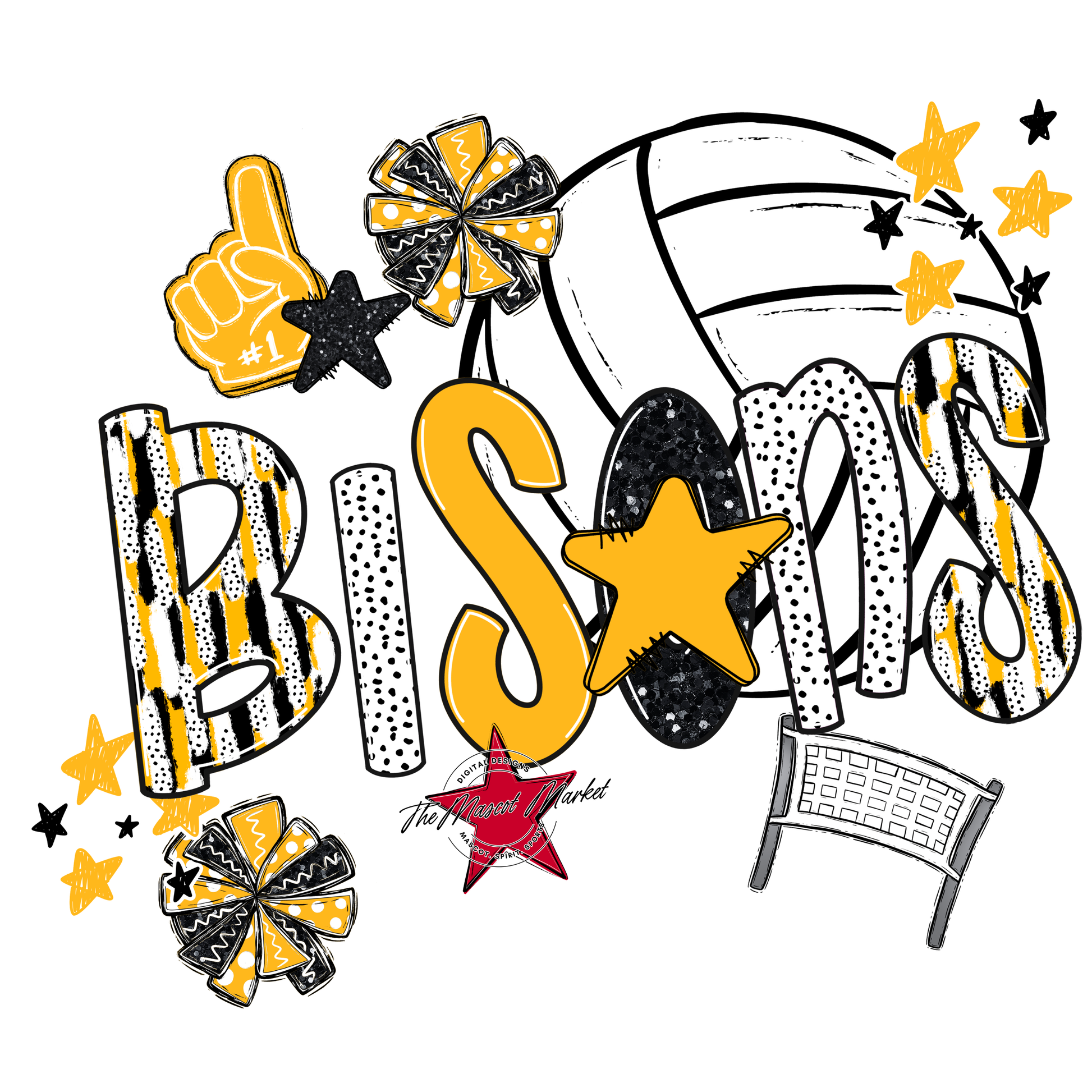 Bisons Volleyball Scrape-Yellow