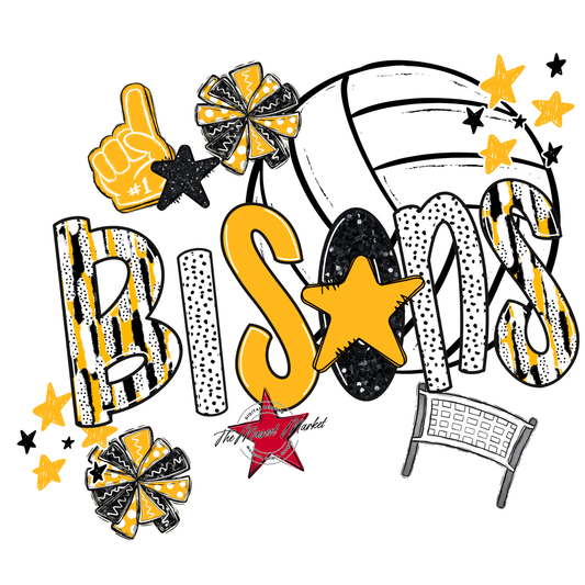 Bisons Volleyball Scrape-Yellow