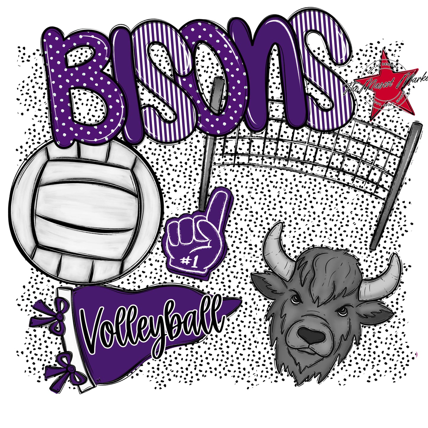 Bisons Volleyball Spirit-Purple