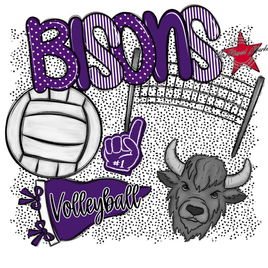 Bisons Volleyball Spirit-Purple