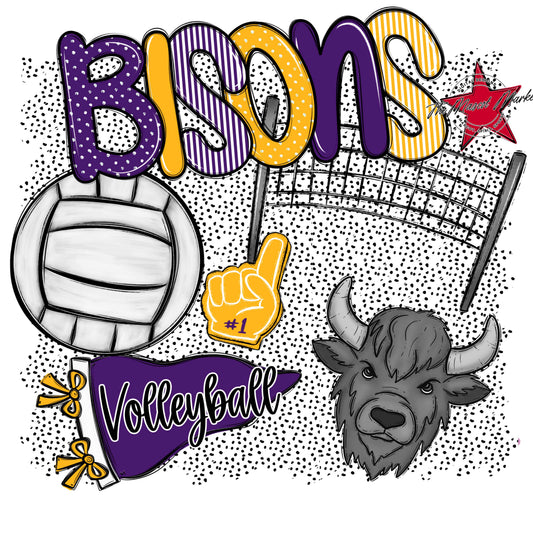Bisons Volleyball Spirit-Purple & Yellow
