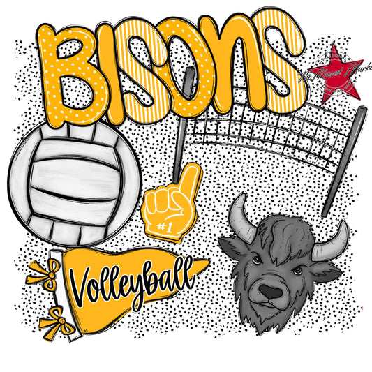 Bisons Volleyball Spirit-Yellow