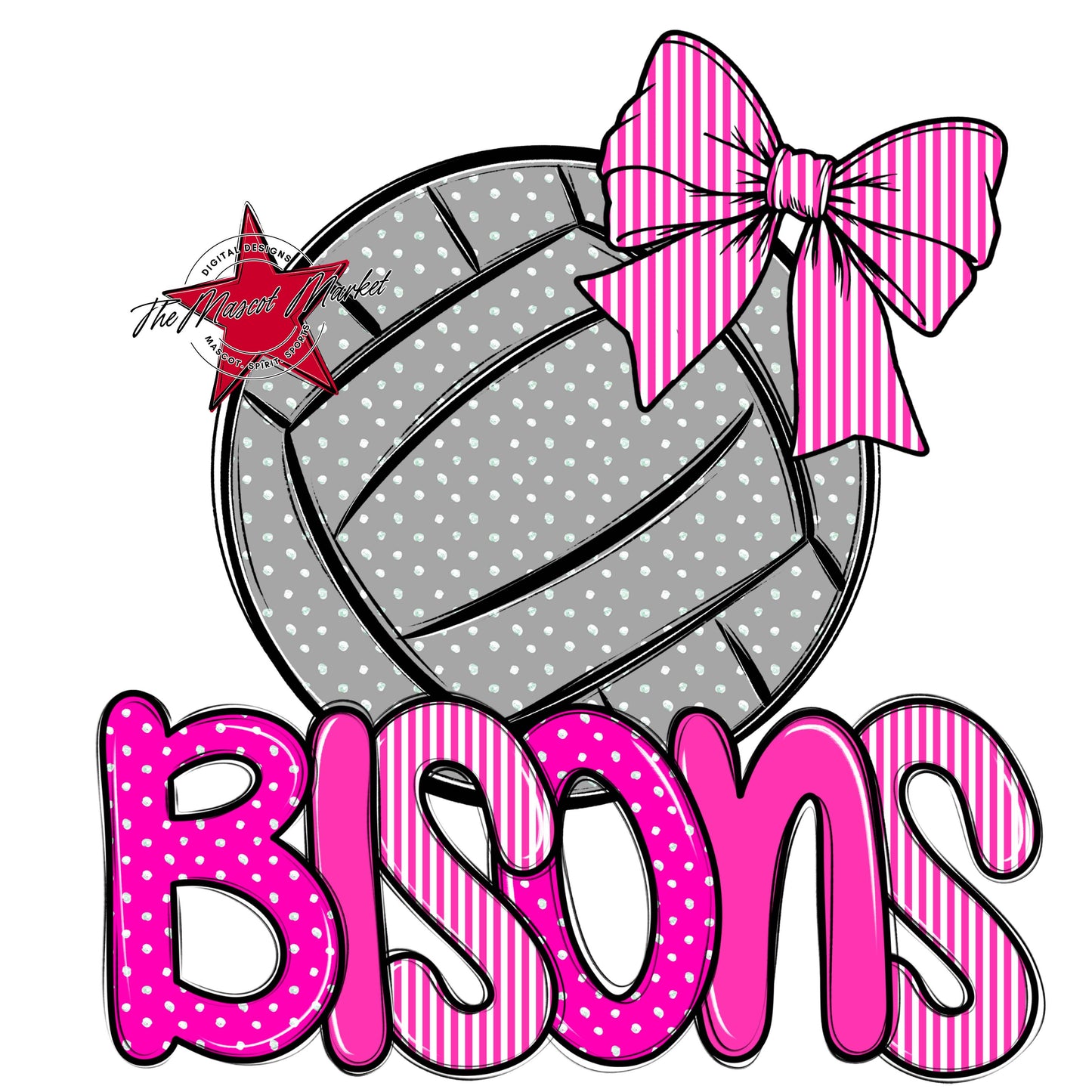 Bisons Volleyball Spirit Design-Pink